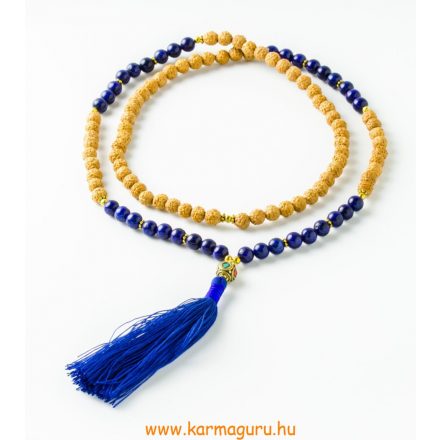 Rudraksha, lápisz lazuli mala, bojtos