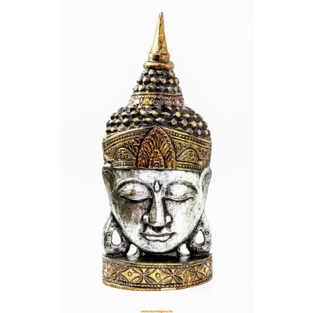 Buddha maszk falra és asztalra - 50 cm, ezüst színű