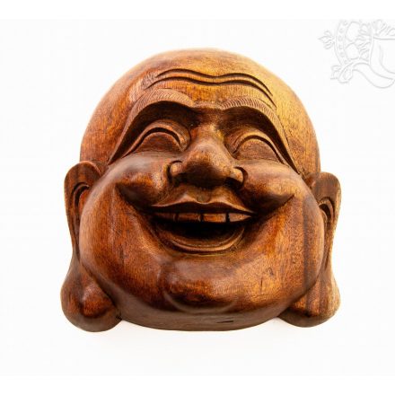 Mosolygó Buddha kézzel faragott fej maszk - 16 cm